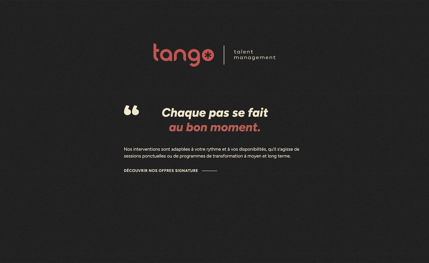 Tango Talent Management - chaque pas se fait au bon moment
